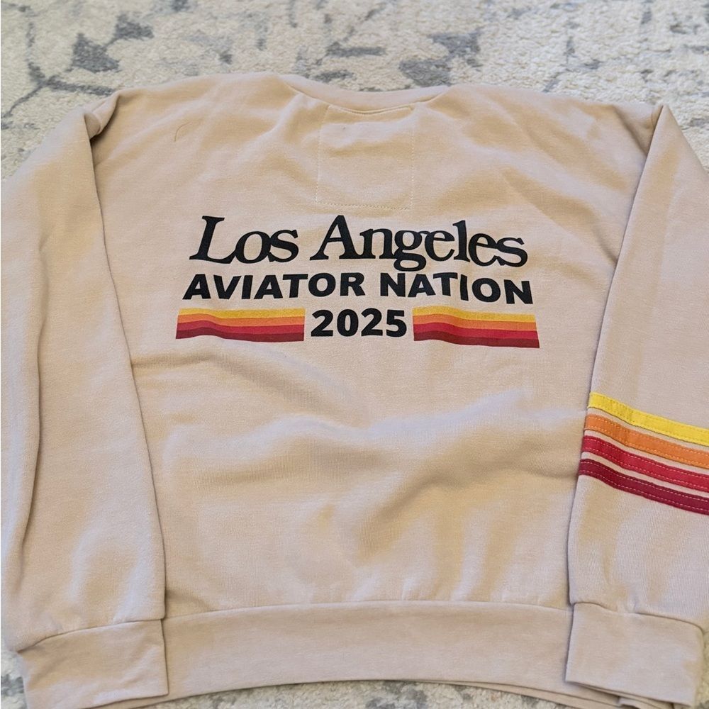 Aviator Nation LOS ANGELES WINE & FOOD 2025 CREW SWEATSHIRT RELAXED - SAND - Picture 2 of 7